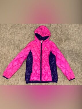 Gerry Quilted Hooded Puffer in Hot Pink and Purple Girl 10/12